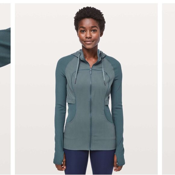 Lululemon Dance Studio Jacket Rib Sleeve Reversible Petrol Blue size 6 - Picture 1 of 15